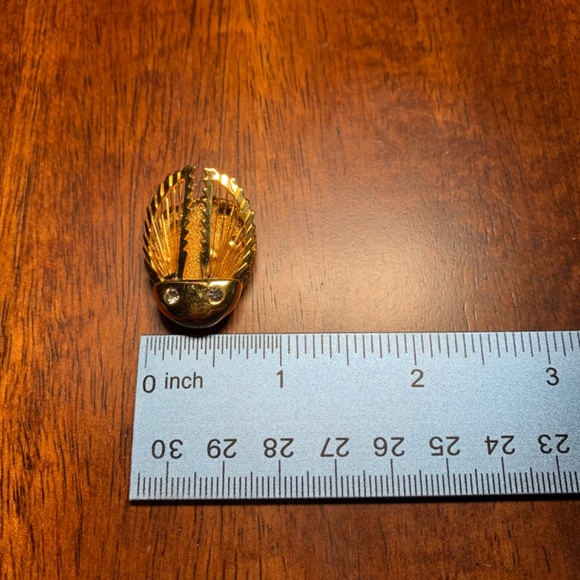 Winged Golden Ladybug Brooch with Crystal Eyes, Vintage - Picture 6 of 8